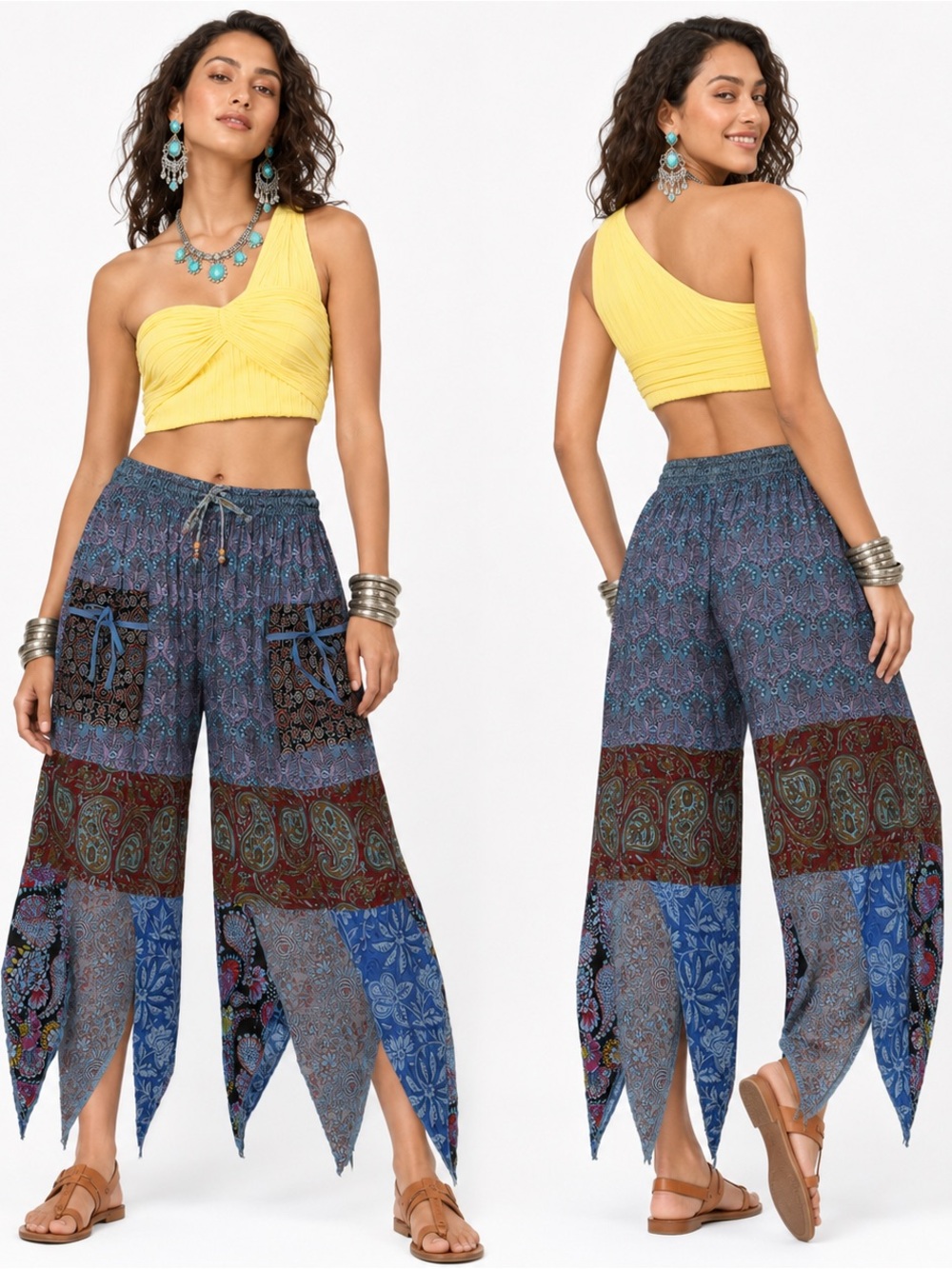 Hippie Forever Handmade Patchwork Handkerchief Pants Women SZ 1X Plus Fairycore